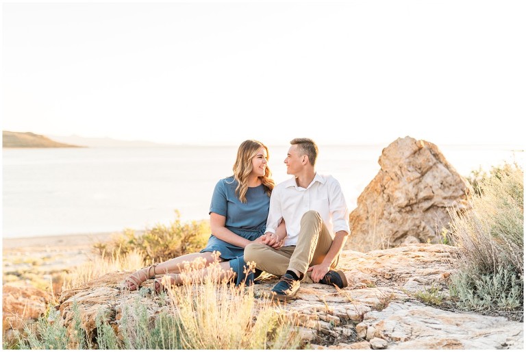 Golden Light Antelope Island Engagement Session, Ashley DeHart Photography | Utah Wedding Photographer