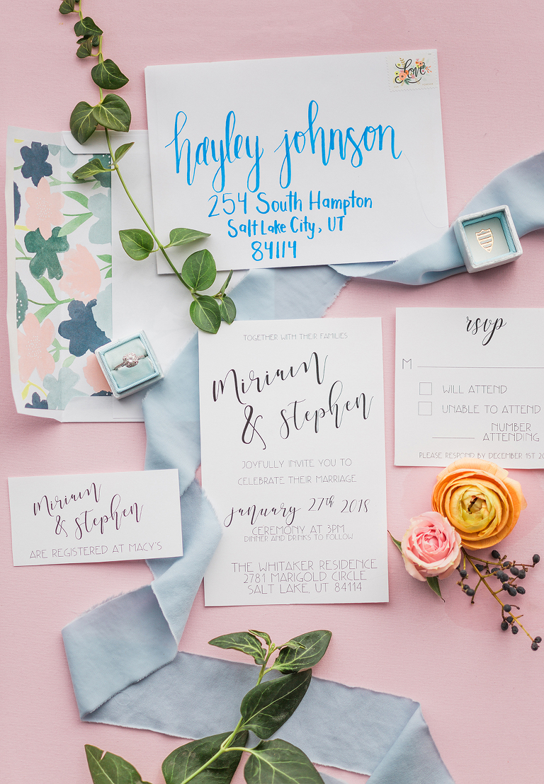 5 details to have ready for your photographer on the wedding day -- invitation suite -- Ashley DeHart Photography -- Utah Wedding Photographer
