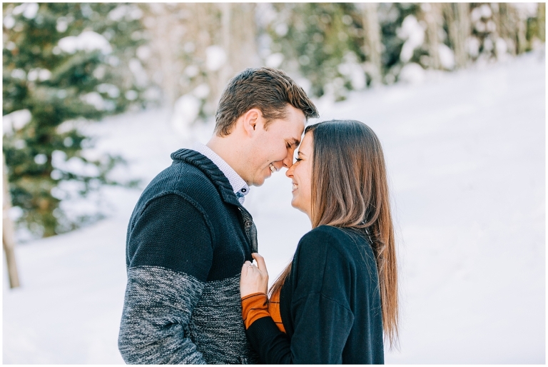 Jordan Pines Snowy Engagement Session, Ashley DeHart Photography, Utah Wedding Photographer