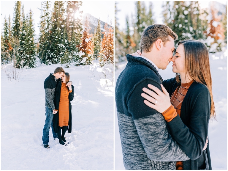Jordan Pines Snowy Engagement Session, Ashley DeHart Photography, Utah Wedding Photographer