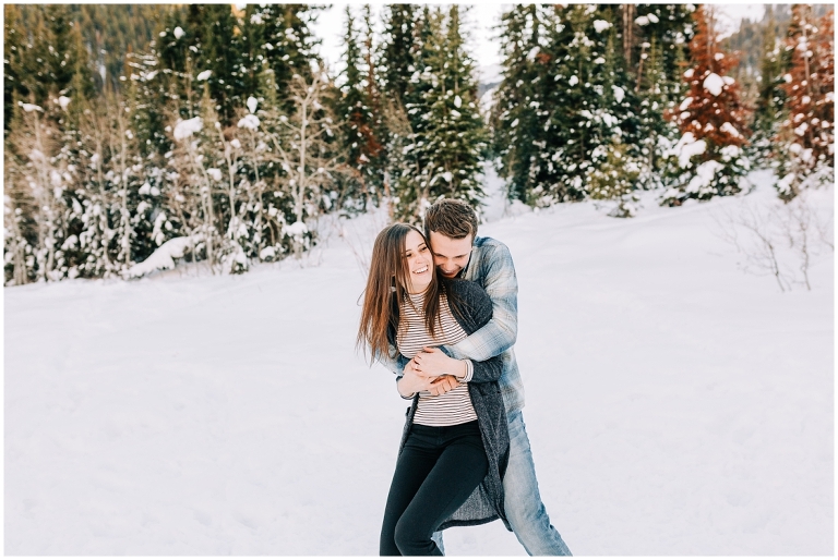 Jordan Pines Snowy Engagement Session, Ashley DeHart Photography, Utah Wedding Photographer