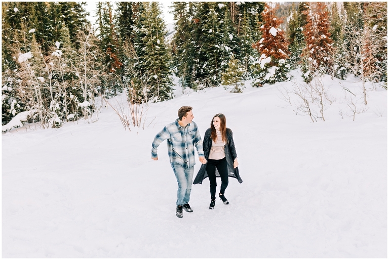 Jordan Pines Snowy Engagement Session, Ashley DeHart Photography, Utah Wedding Photographer