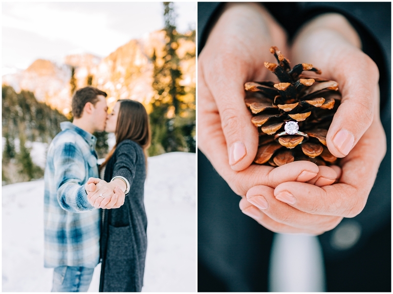 Jordan Pines Snowy Engagement Session, Ashley DeHart Photography, Utah Wedding Photographer