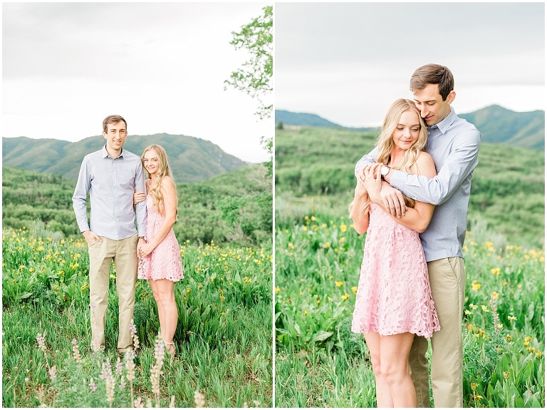 wildflower engagement session at snow basin, utah wedding