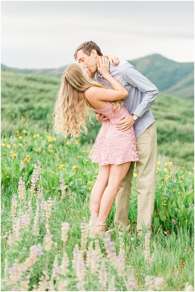 wildflower engagement session at snow basin, utah wedding