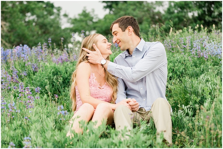 wildflower engagement session at snow basin, utah wedding