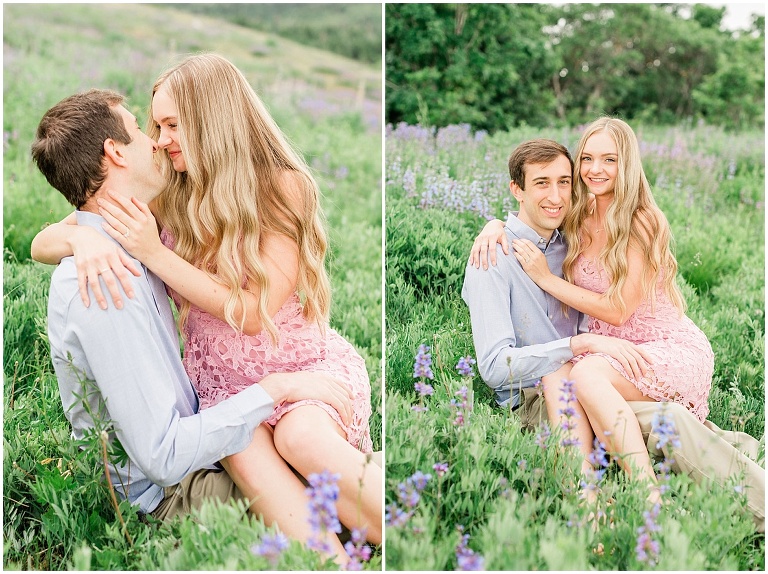 wildflower engagement session at snow basin, utah wedding