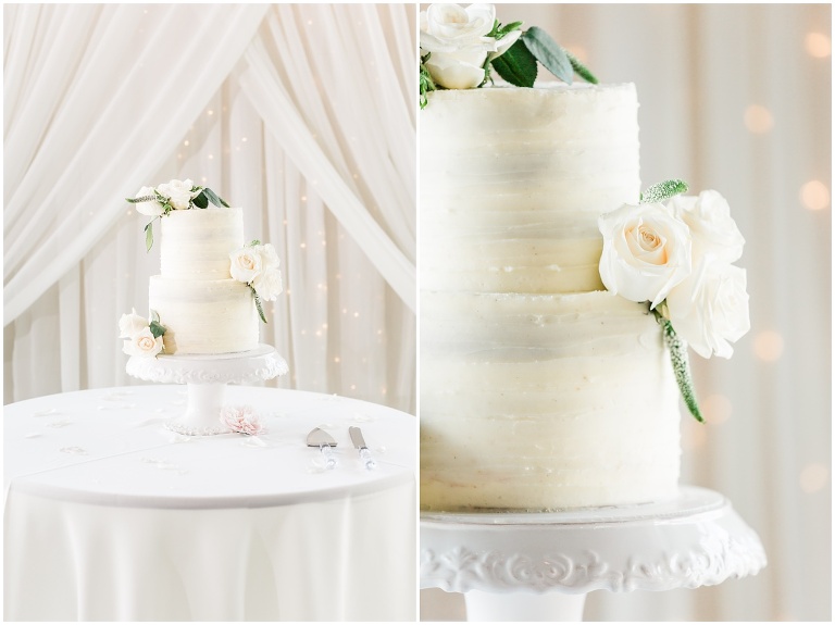 beautiful white weddng cake at Bella Vista Reception in Lindon
