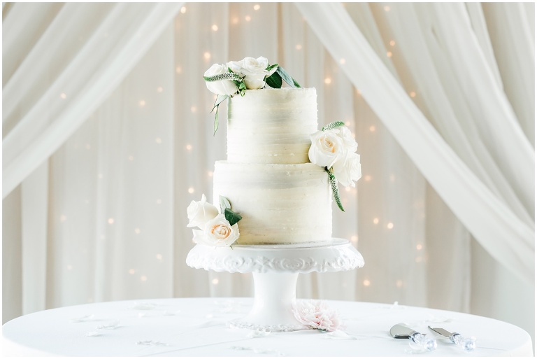 beautiful white weddng cake at Bella Vista Reception in Lindon
