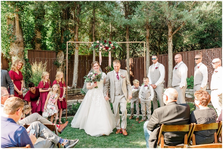 burgundy and rose gold backyard wedding, utah wedding photographer