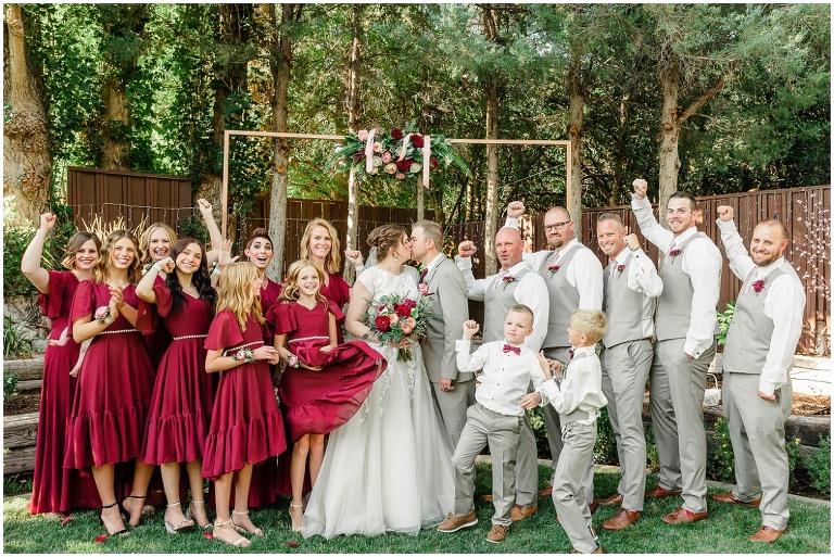 burgundy and rose gold backyard wedding, utah wedding photographer