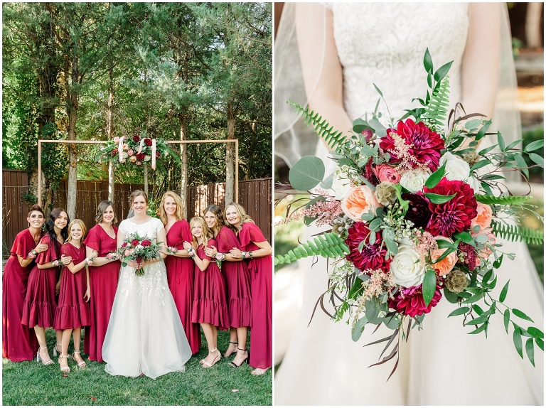burgundy and rose gold backyard wedding, utah wedding photographer