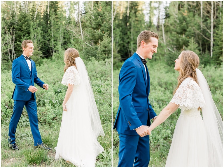 First Look Summer mountain formal session - Jordan Pines Wedding - Utah Wedding Photographer