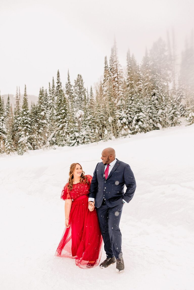 Winter Jordan Pines Engagement Session, Winter Mountain Engagements