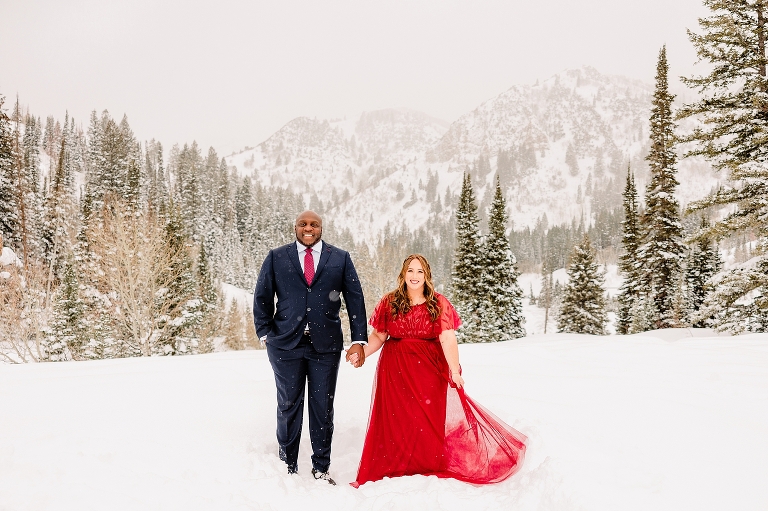 Winter Jordan Pines Engagement Session, Winter Mountain Engagements