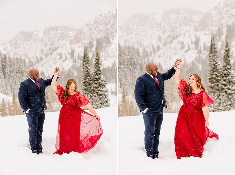 Winter Jordan Pines Engagement Session, Winter Mountain Engagements