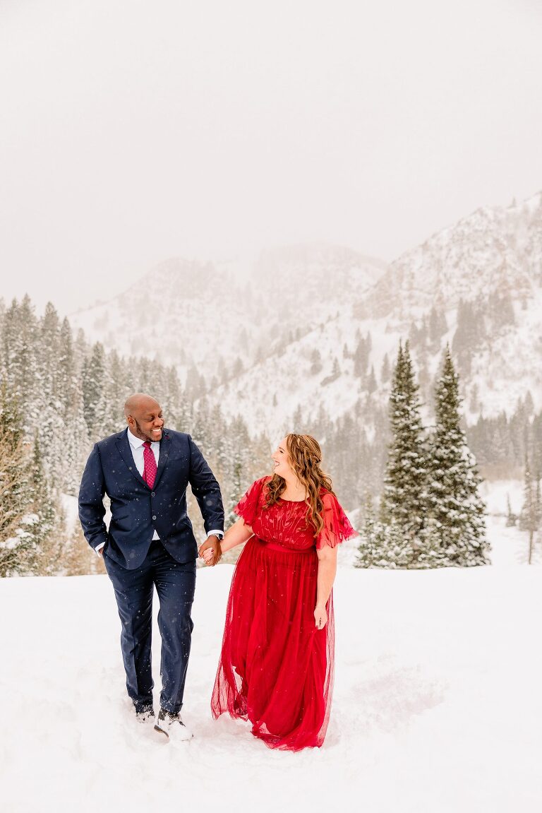 Winter Jordan Pines Engagement Session, Winter Mountain Engagements