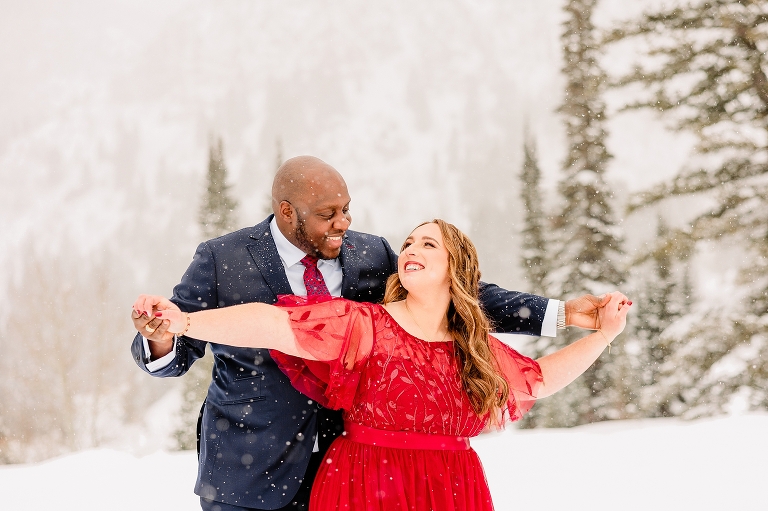 Winter Jordan Pines Engagement Session, Winter Mountain Engagements