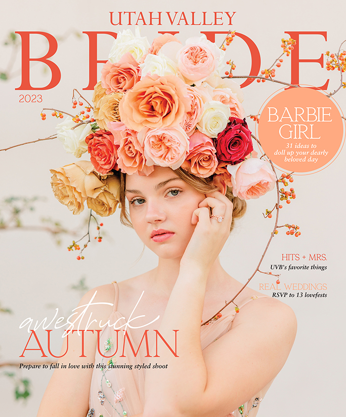 utah wedding photographer cover of Utah Valley Bride 2023 Magazine - Ashley DeHart Photography